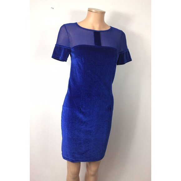 ACEVOG Blue Velvet Dress Womens Small - Picture 1 of 7